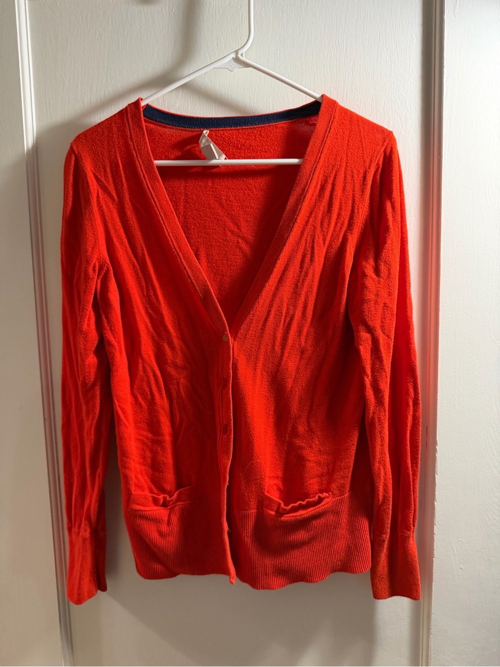 Banana Republic Bright Orange V-Neck Button Cardigan